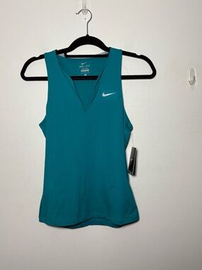 Nike Dri-FIT Teal Women's Court Victory Tennis V-Neck Tank Top Size S